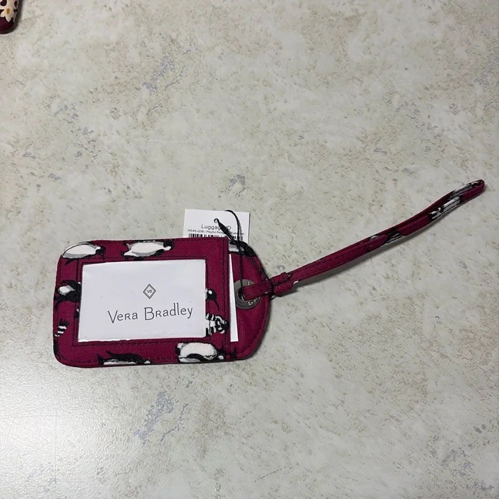 Vera Bradley Playful Penguin Cabernet Luggage Tag